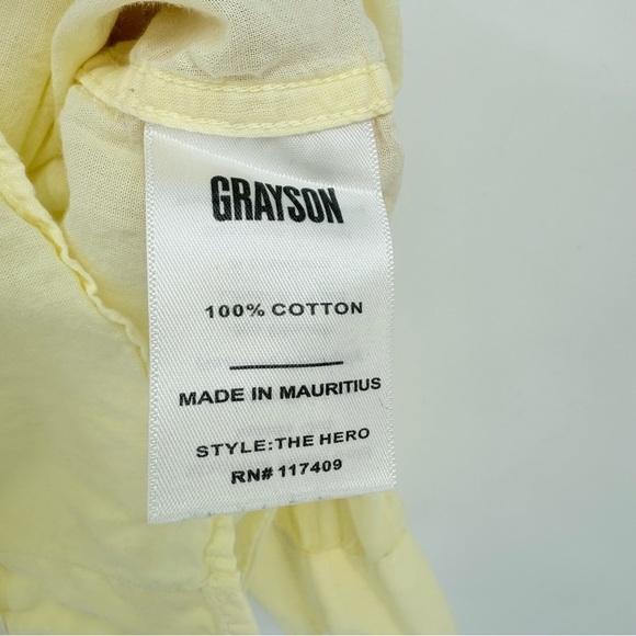 Grayson The Hero Button-Up Tissue Cotton Summer Shirt in Butter Yellow M - Picture 8 of 13